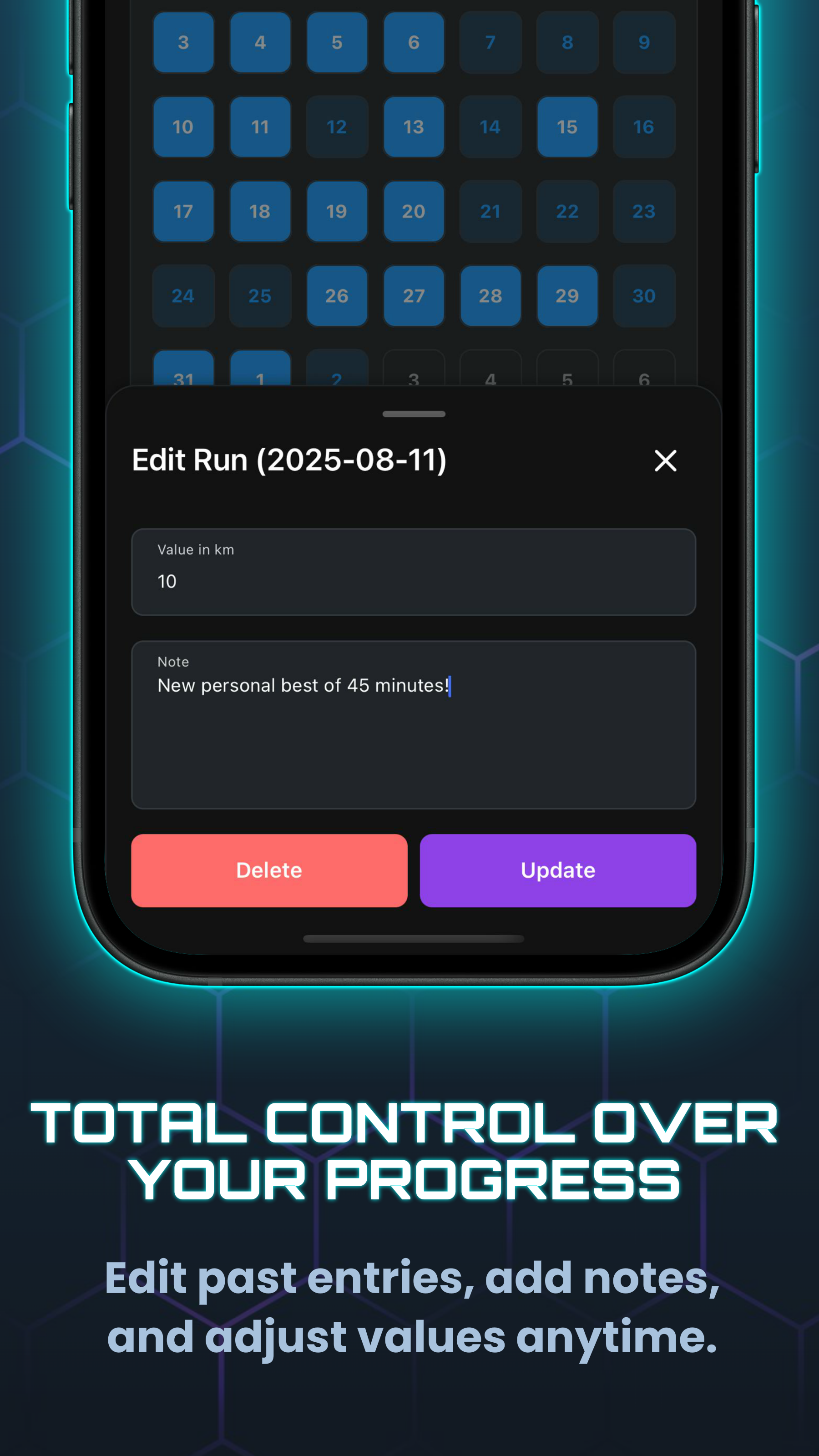 Edit Past Habits Screen